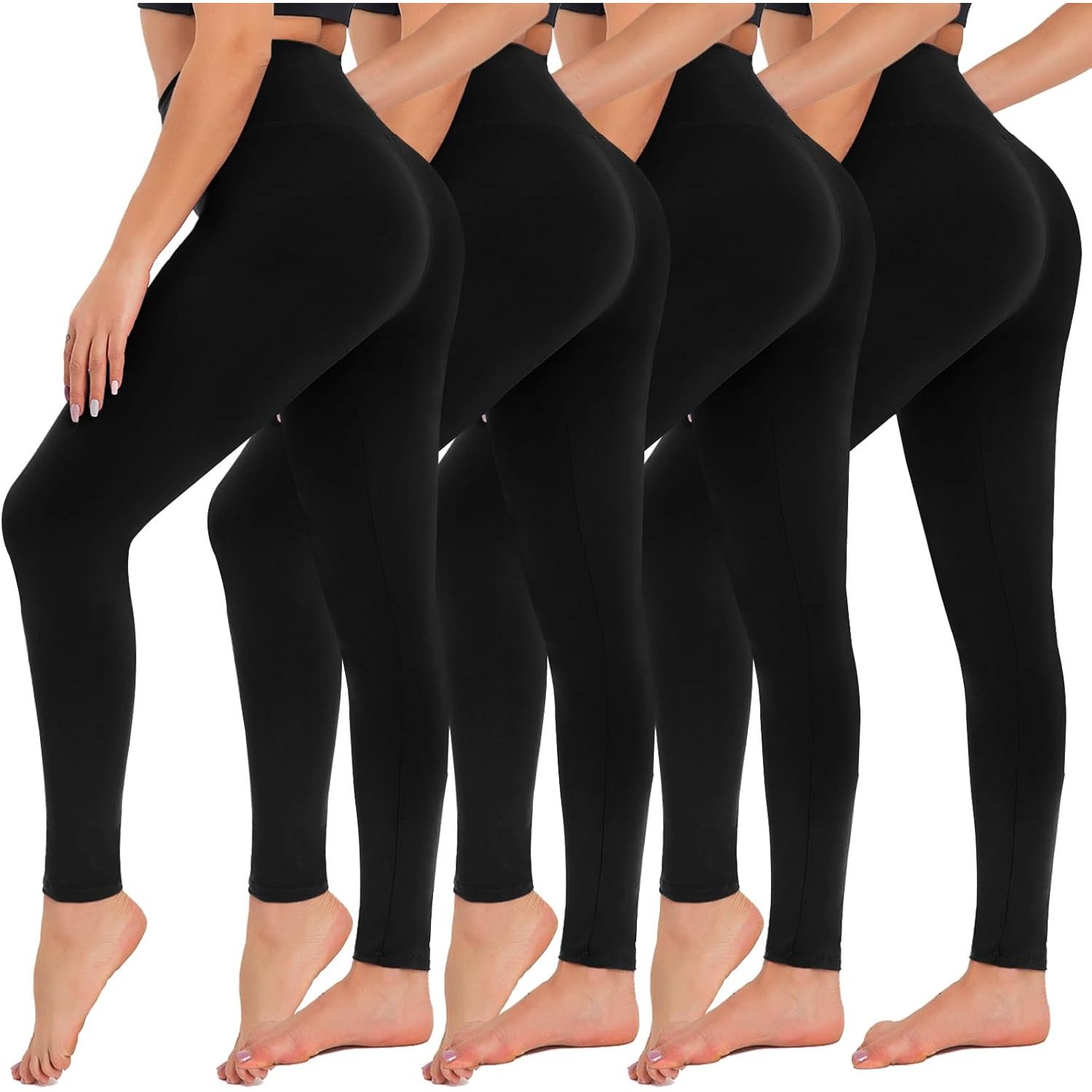 2025 4 Pack XL High Waisted Tummy Control Yoga Pants Workout Gym Black Leggings Women Plus Size Dance