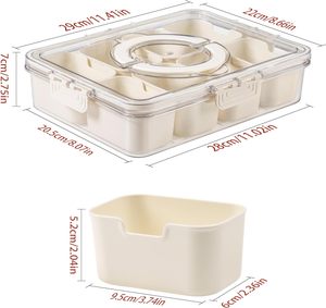 Vassoio Portavivande Diviso con Coperchio e Manico, Contenitore per Snack, Porta Sandwich Portatile, Organizer Trasparente per Caramelle e Frutta da Picnic - Product Image 2