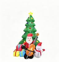 Décoration de Noël gonflable de 2,1 m avec Père Noël jouant de la guitare, arbre de Noël gonflable avec lumières LED pour fêtes de fin d'année, jardin et pelouse