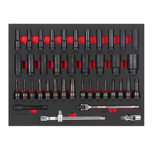 45pcs 1/2 inch sâu ổ cắ<span class=keywords><strong>m</strong></span> thiết lập công cụ Kit phổ tác động ổ cắ<span class=keywords><strong>m</strong></span> thiết lập Metric Kim Loại tủ xe đẩy công cụ thiết lập trong khay xốp EVA - Product Image 2