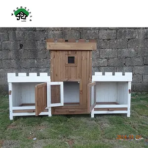 Wooden Rabbit Hutch Castle Outdoor Bunny Cage Chinese Fir Wood Guinea Pig House Farm House