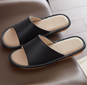 Pantuflas <span class=keywords><strong>de</strong></span> Lino Transpirables, Inodoras y Antideslizantes para Primavera/Verano, Pantuflas <span class=keywords><strong>de</strong></span> Cuero Genuino para Interiores, para Hombre y Mujer - Product Image 3