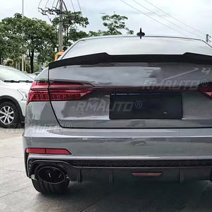 Aileron arrière en fibre de carbone style M4 pour Audi A6 C8 berline, FRP non peint, noir brillant, carbone forgé, 2019-2022 - Product Image 3