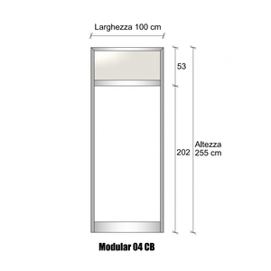 Parete Divisoria Modulare Iniziale/Finale Colore Avorio RAL Porta-H2550xl1000 Mm-per Decorazione Camera da Letto con Vetro Opale in Alluminio - Product Image 1