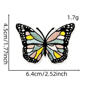 Iron on Embroidery Brown <b>pink</b> Color rainbow butterfly Flower Goodvibes Patch for Clothes Hat Decoration - Product Image 3