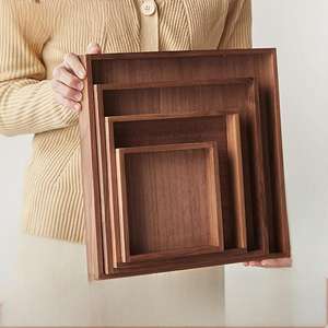 Plateau en bois de noyer noir de luxe, empilable, rectangulaire, carré, rustique, de haute qualité, en gros, pour les pâtes, les gâteaux, les plateaux à café - Product Image 1