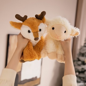 Peluche Super Morbido Agnello in Posizione Accovacciata, Giocattolo Animale della Foresta Imbottito in Cotone PP, Regalo per Bambini, Marionetta - Product Image 4