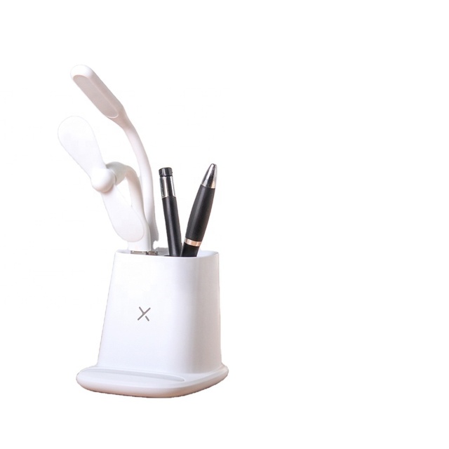 Trending Product Portable Quick Charge Wireless Mobile Charger LED Charger Light up Pen Holder Desktop Charger