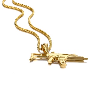 Collar con Colgante de Pistola Chapado en Oro de Acero Inoxidable para Hombre, Nuevo Diseño - Product Image 5