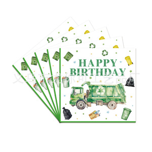 Watercolor Garbage Truck Party Theme Disposable Tableware Set For Birthday Parties Children's Eco-friendly Design - Product Image 4