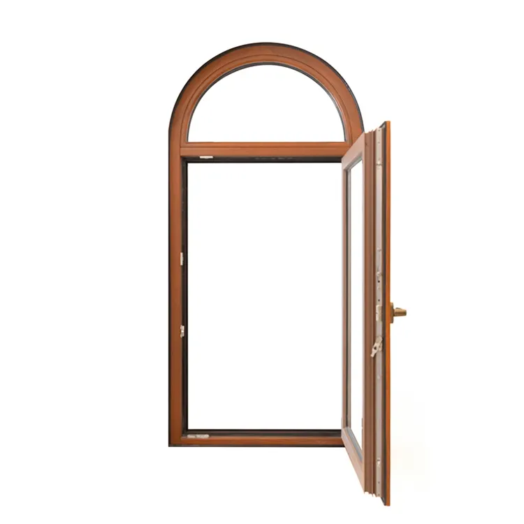Yarshon Factory Wholesale Aluminium Alloy Arch Window WH70 Aluminum-Wood Curved Window For Hotel Home&Office