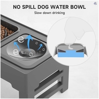 Support de gamelle surélevée 3-en-1 pour chien, réglable en hauteur (5 niveaux), pliable, en ABS, avec gamelle à eau flottante à léchage lent, vente en gros
