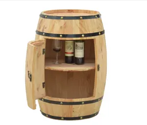 ตกแต่งไม้มัลติฟังก์ชั่ Barrel สามารถไวน์ตู้ Barrel