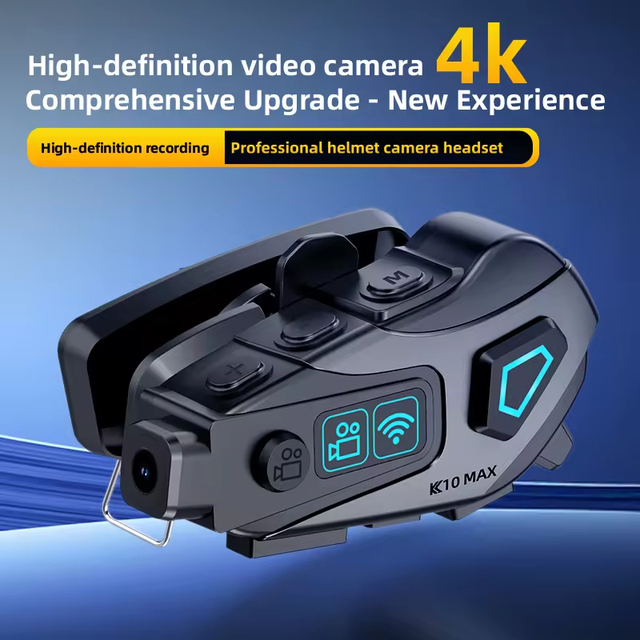 K10 Max Motorcycle Camera Helmet Headset Dash Cam Riding Recorder with Nightshot and 1080P 4K Video Photo Recording