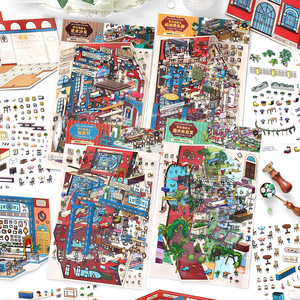 4 autocollants par paquet, Offre spéciale du <span class=keywords><strong>jour</strong></span> : Série Trente-trois, autocollants miniatures 2.5D, paysages, autocollants créatifs, jouets <span class=keywords><strong>de</strong></span> puzzle pour carnet - Product Image 4