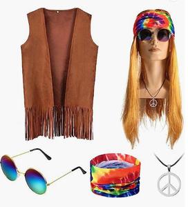 Ecoparty Costume hippie pour homme Ensemble gilet à franges Accessoire de costume Costume disco des années 70 - Product Image 3