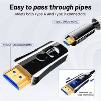 SYONG Abnehmbarer Micro-Stecker HDMI Glasfaserkabel, 4K/8K Hochgeschwindigkeit, Kompatibel mit TV, Projektor, PC, Monitor