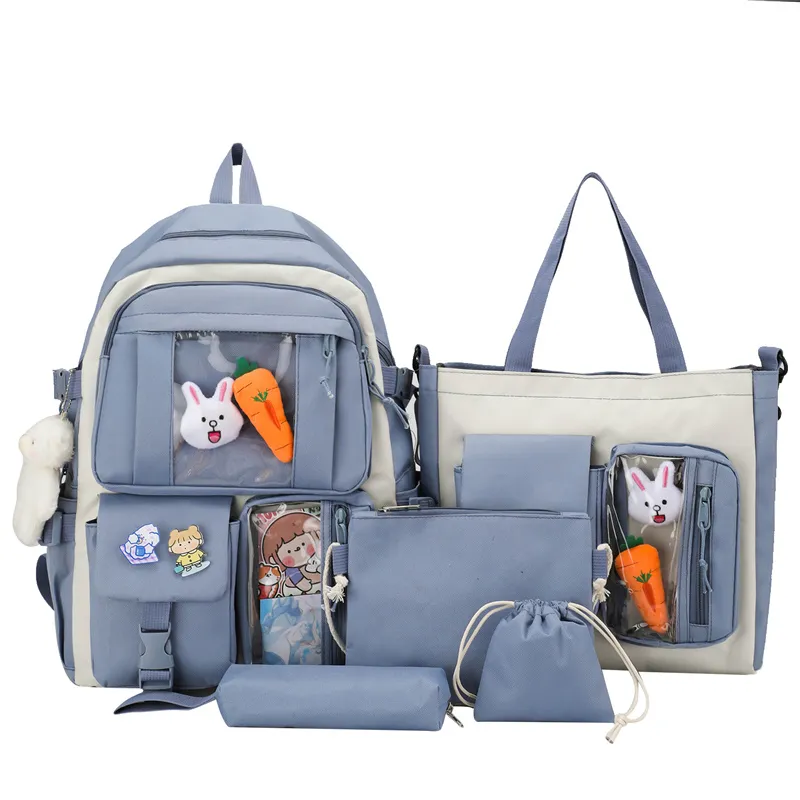 Trend School Bags Set Backpacks Cute Pink College 5 Pieces Girls set de mochilas For kids