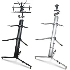 Soporte de teclado y piano ajustable de alta resistencia Soporte de música de aluminio portátil de 2 niveles para teclados digitales eléctricos