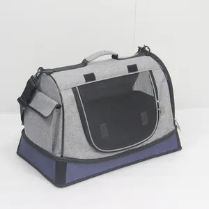 Katlanabilir yumuşak taraflı Pet seyahat taşıyıcısı çantası havayolu onaylı köpek taşıyıcı örgü pencere