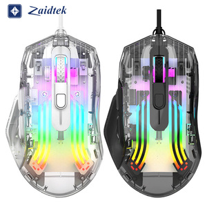 Souris de jeu filaire USB programmable à 6 boutons RGB Macro, optique 1000 Hz, entièrement transparente en cristal - Product Image 4