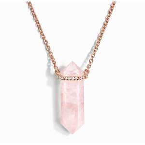 925เงินสเตอร์ลิงชุบทองธรรมชาติกุหลาบควอตซ์เพชร CZ จี้ดีเสน่ห์จี้พลอยเครื่องประดับของขวัญ - Product Image 1