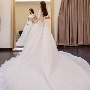 Dreamy Forest Style Off Shoulder Long Train Wedding Dress Empire Waist Sweetheart Neckline Ball Gown Vintage Bride Gown - Product Image 2