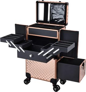 Maletín con Ruedas para Maquilladores Profesionales, Maletín Cosmético Multifuncional, Maletín de Almacenamiento Grande con Ruedas para Técnicos de Uñas - Product Image 1