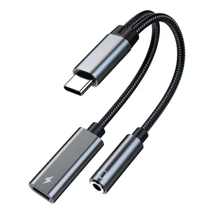 2 In 1 tip C için 3.5mm Jack AUX USB C kablo kulaklıklar adaptörü 3.5 Jack ses kablosu iPhone Ipad Pro Samsung Xiaomi PD 60w