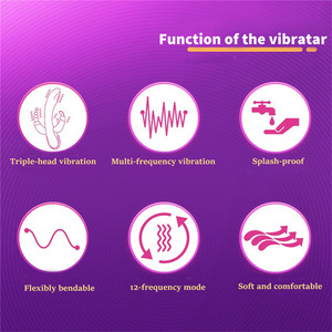 Vibratori Rabbit Ricaricabili USB per Punto G, Punto P e Anale, Stimolatore Clitorideo per Donne, Materiale <span class=keywords><strong>SIL</strong></span>+ABS, Impermeabile IPX7, 10 Frequenze - Product Image 3