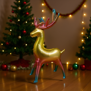 ชุดตกแต่งปาร์ตี้คริสต์มาส บอลลูนฟอยล์อะลูมิเนียมรูปกวางเรนเดียร์สีทอง ขนาด 81x50 ซม. - Product Image 2