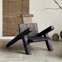 Fauteuil en bois massif durable de style Wabi Sabi avec un design en forme de réservoir pour salon, villa, hôtel et usage extérieur