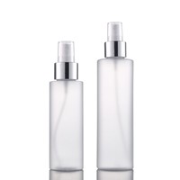 Botella de Spray de Plástico PET Esmerilado de 100 ml y 200 ml, con Cuello Plateado Brillante, Hombro Plano, Recargable, para Cosméticos
