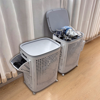 Panier à linge robuste et écologique en plastique durable avec roulettes, paniers de rangement portables pour vêtements à usage domestique
