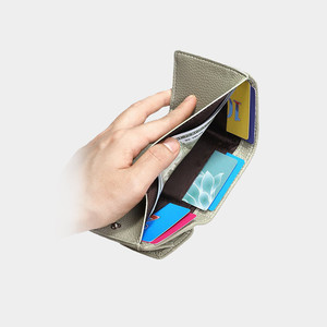 Echtes Leder Vintage Kurze Geldbörse Münzbeutel Modische Dreifach-Faltbare RFID-Kartenhalter mit Polyesterfutter Portemonnaie aus Leder - Product Image 4