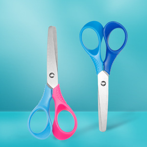 Stainless Steel Children's Scissors With Graduations Straight Head Blue Pink Purple Pink Light Dark Blue Home Use Paper Cutting - Product Image 1