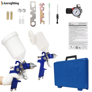 Pistola de Pulverización HVLP por Gravedad, Juego de Pistola de Pulverización de Aire, Pulverizador de Pintura, Kit de Herramientas de Aerografía con Boquilla de Cobre de 1.4MM y 0.8MM - Product Image 4