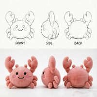 Jaimitoys Crab the Snuggle-Claw Crab en peluche corail rose, accessoire de fête, 100% polyester, unisexe, OEM/ODM personnalisé