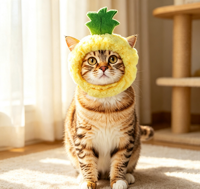 Chapeau en peluche douce pour animaux de compagnie, motif ananas, coiffe élastique mignonne pour chat, accessoire amusant pour chaton pour les fêtes, le cosplay et la photographie