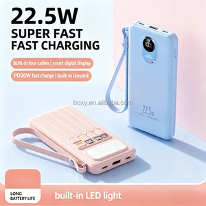 Nouvelle batterie externe portable avec logo personnalisé, charge rapide bidirectionnelle Type-C 22,5 W, double USB, 20000 mAh, 4 câbles intégrés - Product Image 4