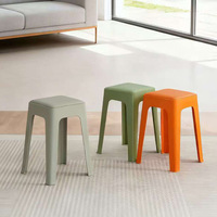 Tabouret carré empilable en plastique rembourré Richwell PP-ST03 - Design minimaliste moderne pour la maison, le salon, la salle à manger, chaise ottoman