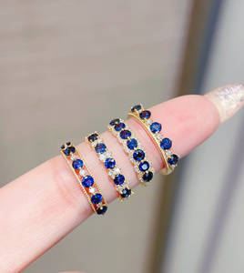 Xinfly Wholesale Luxury Handcrafted AU750 18K Solid Gold Blue Sapphire Gemstone <b>Ring</b> For Women - Product Image 1