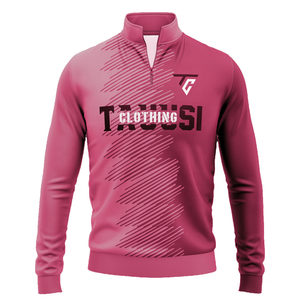 Sudadera Personalizada para Hombre, Color Rosa Polvoriento Degradado, con Cierre de Cremallera de un Cuarto, Logotipo Impreso, Manga Larga, Ropa Deportiva para Entrenamiento - Product Image 1