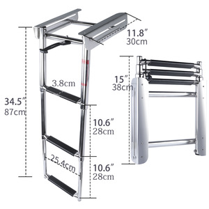 Échelle de bateau en acier inoxydable 304, accessoire pliable et rétractable en 3 sections pour bateaux - Product Image 2