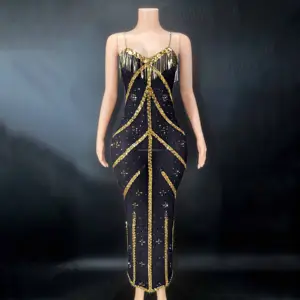 Novacne सबसे अच्छा बेच उत्पाद चमकदार हीरा सेक्विन शाम पोशाक समारोह मैक्सी ड्रेस देवियों Elegent Vestidos डे पर्व