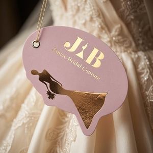 Etiquetas Colgantes Personalizadas de Bajo Costo, con Estampado en Dorado, Texto y Patrón Personalizados, en Papel Kraft Negro - Product Image 2