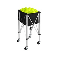 Chariot de tennis portable en aluminium avec panier en filet de nylon pliable pour équipement de plein air