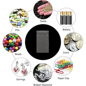 Bolsas de Almacenamiento Transparentes Autoadhesivas de Polipropileno (PP) de 2x3 Pulgadas, 200 Unidades, 2 mil, 160 ml, Forma de Diamante, para Semillas, Baterías y Monedas - Product Image 3