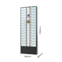 Armoire de recharge VIA 30 baies avec écran tactile, assistant vocal, PD 20W, compatible carte de crédit, grande capacité, station de recharge pour téléphones mobiles