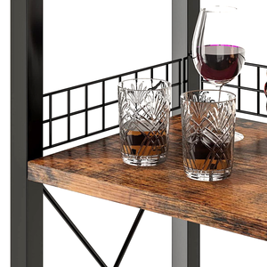 Venta al por mayor interior cocina hogar rústico de pie estante de almacenamiento de metal de madera copa de vino estante de vino para muchas botellas - Product Image 6